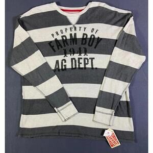 Farm Boy Property of 1941 AG DEPT. Gray White Long Sleeve Thermal Knit Shirt L